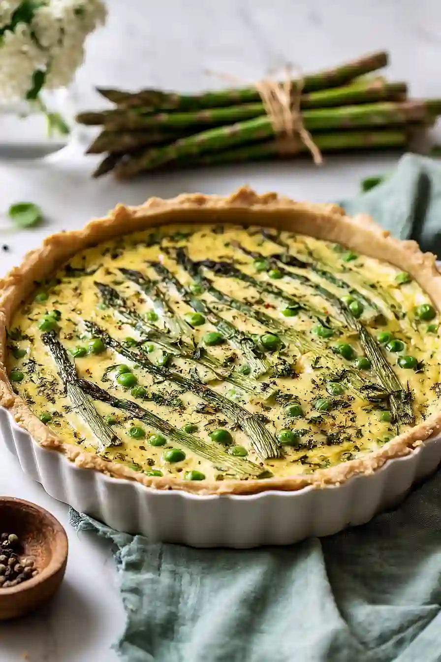 vegan quiche with asparagus