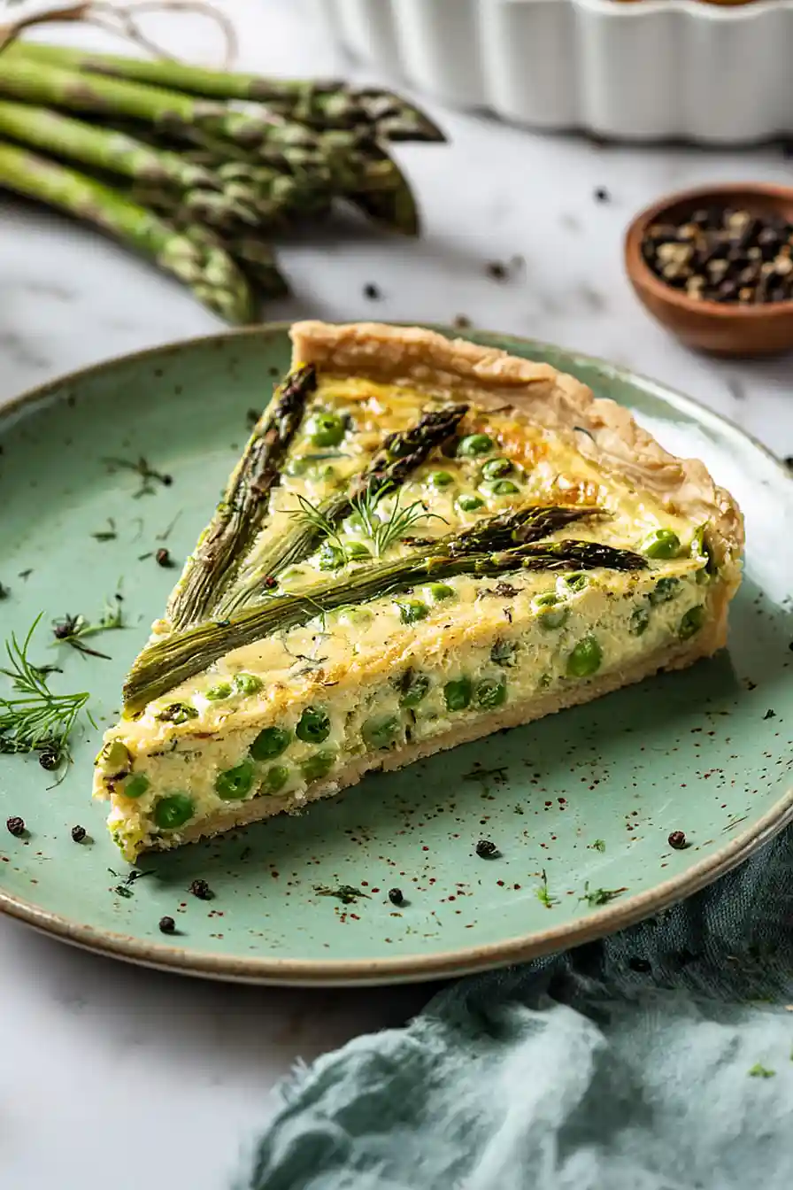 vegan quiche with asparagus