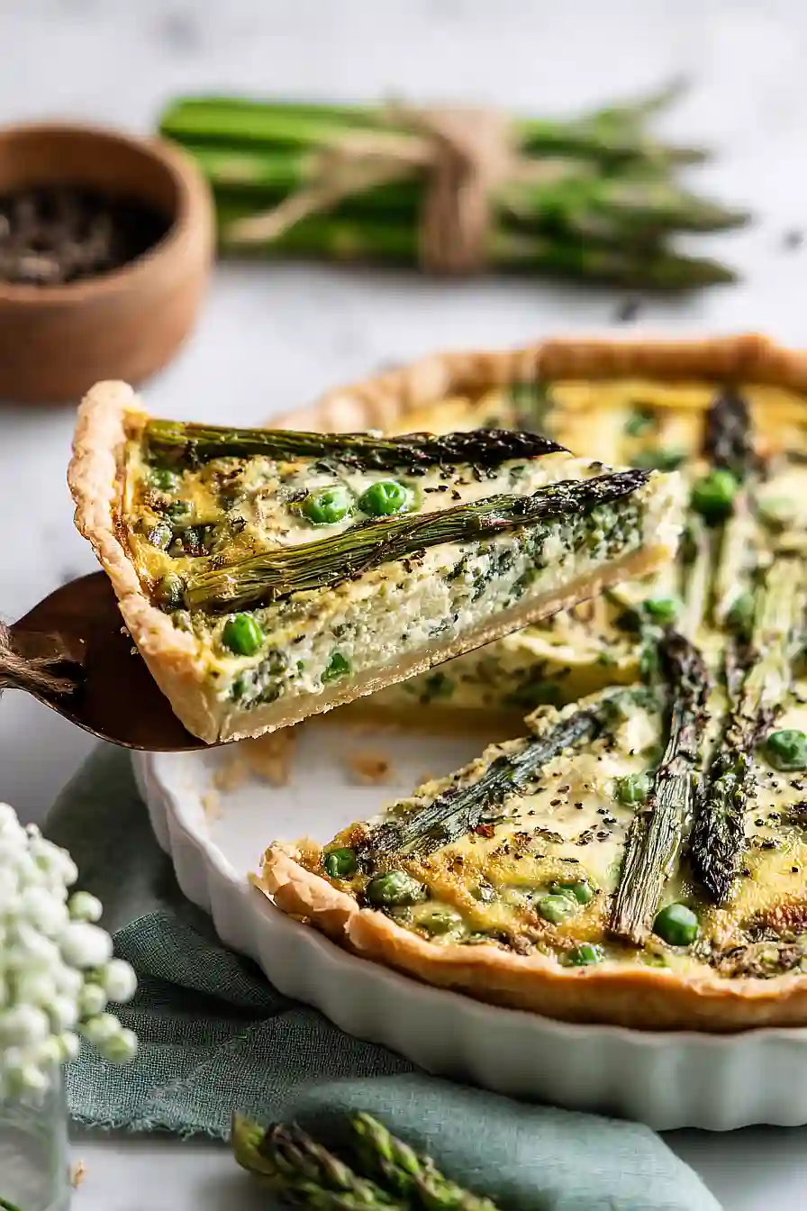 vegan quiche with asparagus
