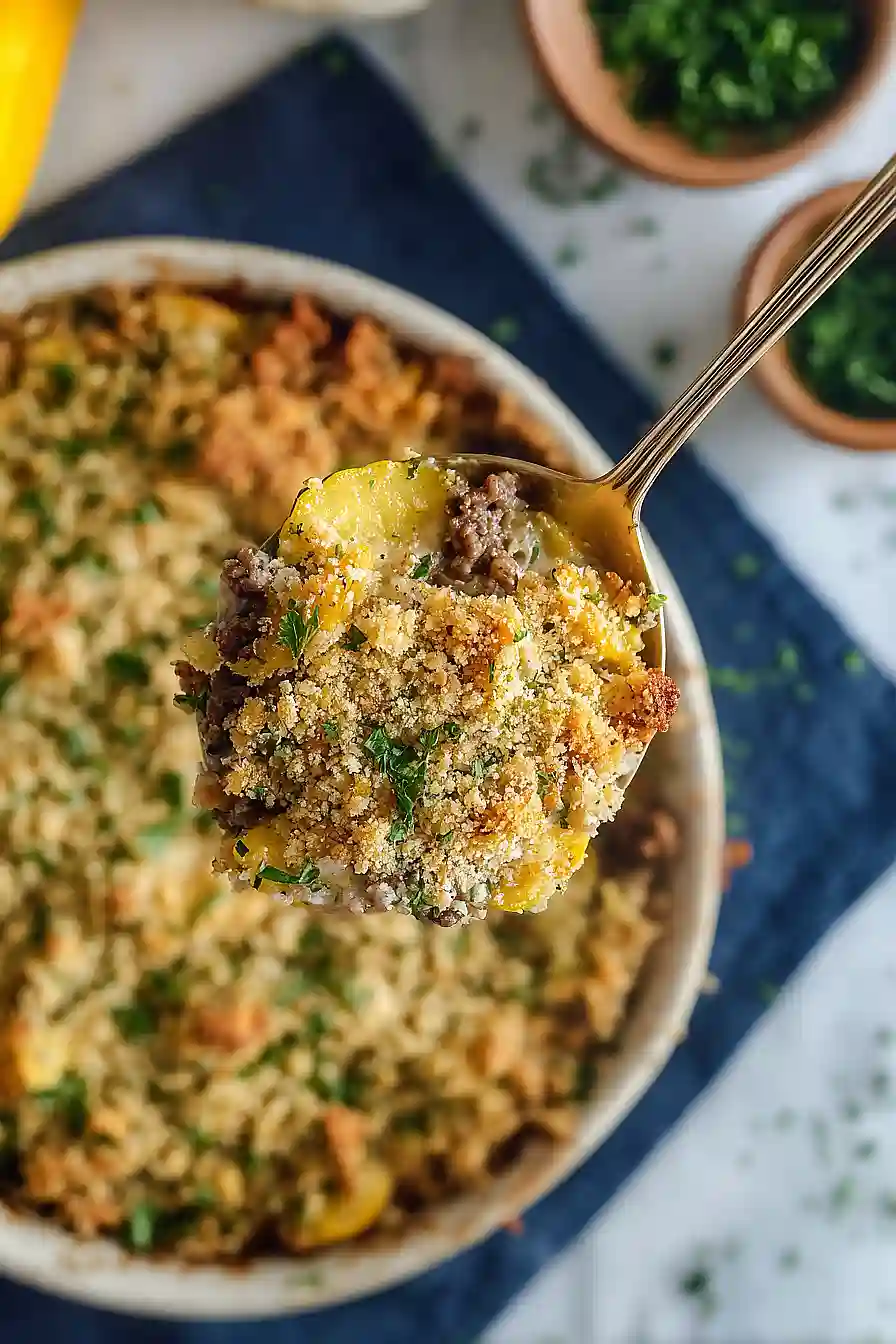 yellow squash hamburger casserole